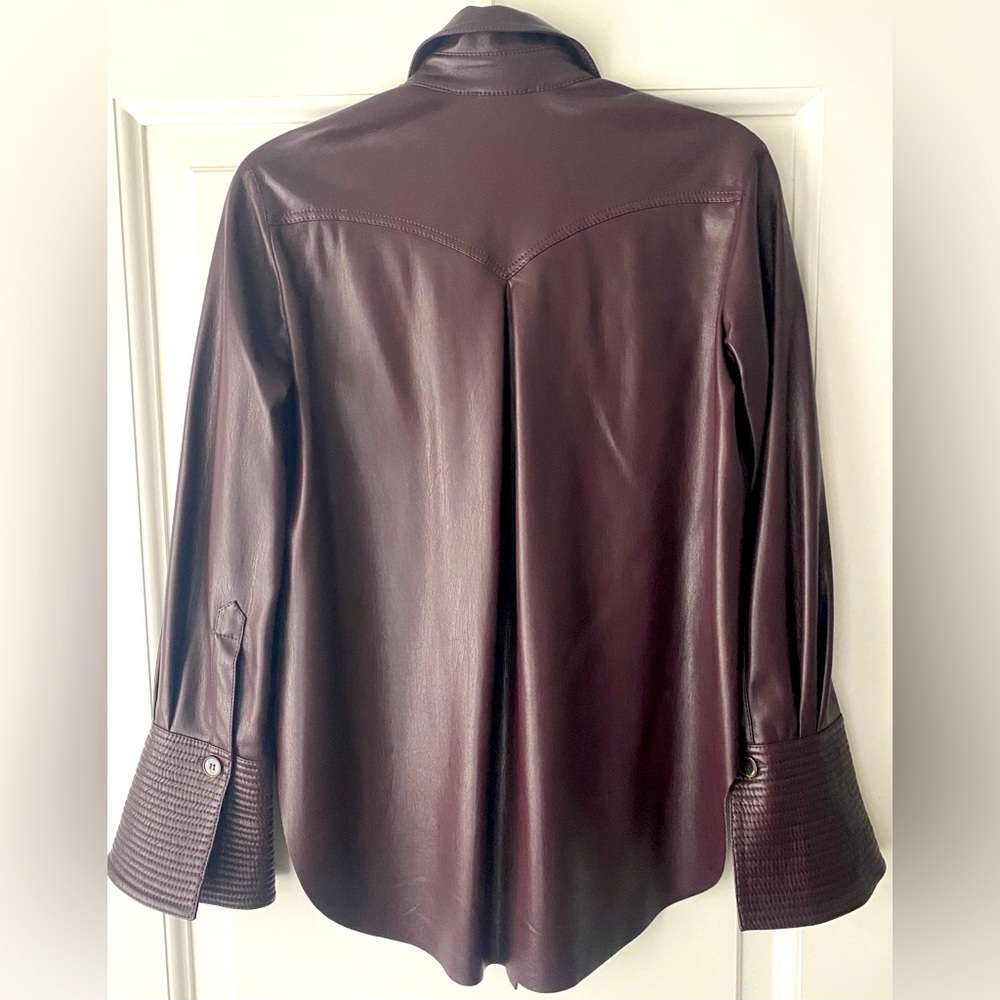NANUSHKA WOMENS WESTERN DETAIL FAUX LEATHER BUTTON DOWN SHURT - Picture 2 of 7